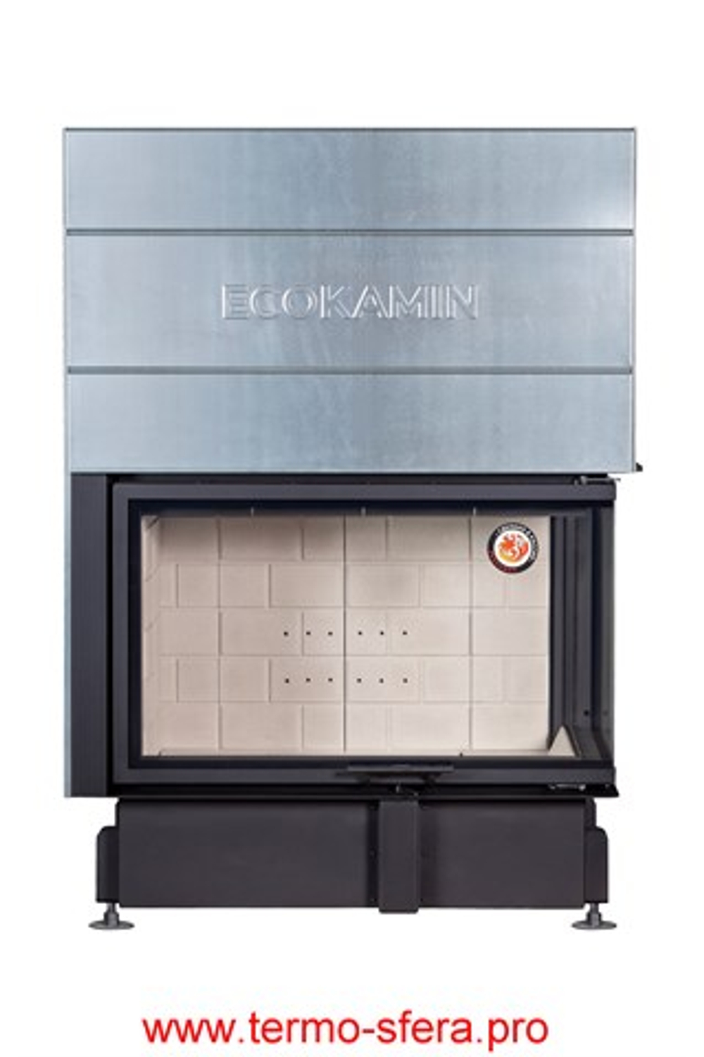 Каминная топка Экокамин ДЕЛЬТА 1000 R два стекла принтинг правая