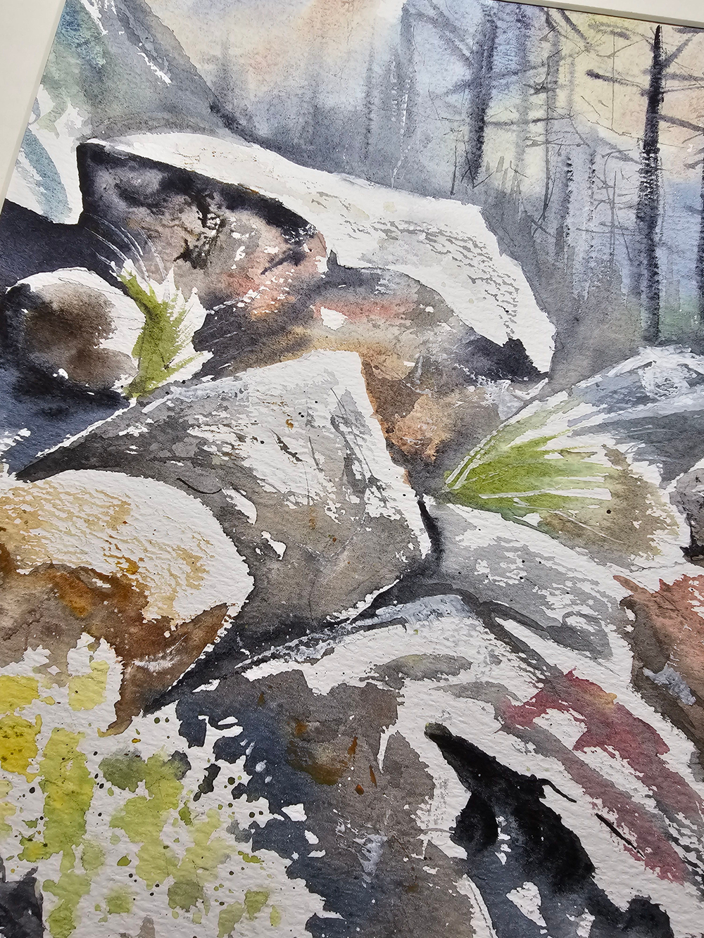 Картина авторская акварельная в паспарту 30х40 см на стену для интерьера "Земля Карелии"