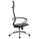 Кресло офисное МЕТТА "L1m 42", хром, сиденье и спинка мягкие, велюр, светло-серое