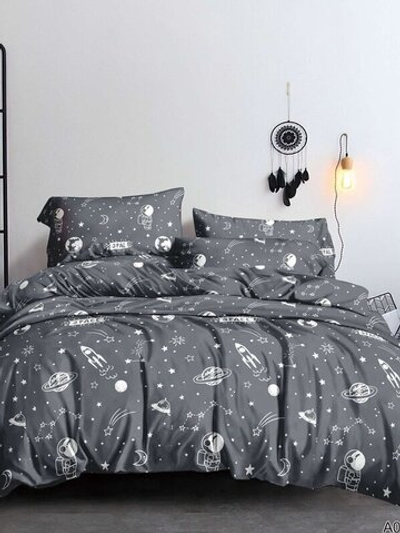 Постельное белье 1,5 полисатин Павлайн Звезды на сером (ПТ) 0291-1