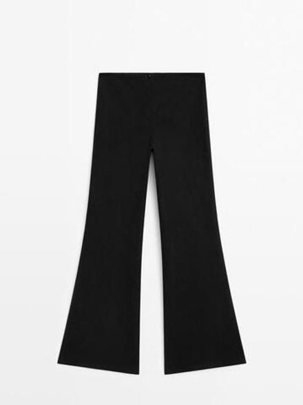 Massimo Dutti Брюки из хлопка с широкими штанинами и полосками, черный