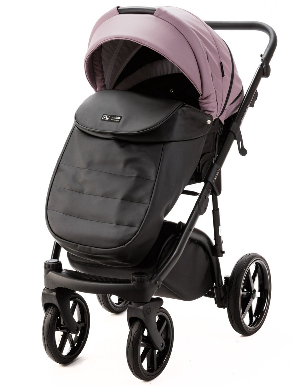 Детская коляска Adamex Nola Deluxe 3 в 1 N-SD106 (СИРЕНЬ КОЖА + ЧЕРН.КОЖА)