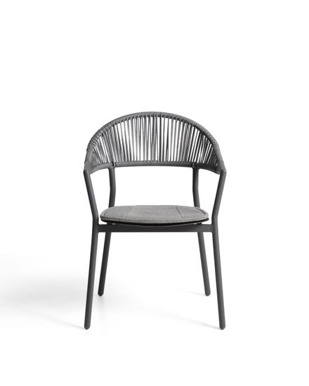 Уличный стул Alimia из графитового алюминия с серой веревкой