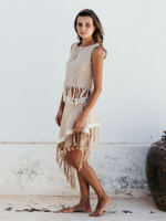 Юбка Chintamani на кнопках с темн.бахромой бежевая