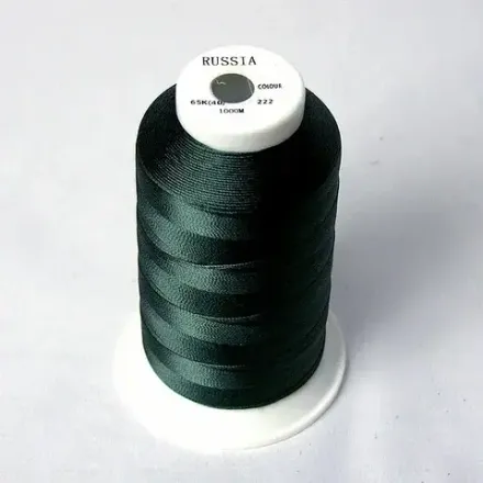 Нитки швейные капрон Russia 65к(40) 1000м, тёмно-зеленый [222]