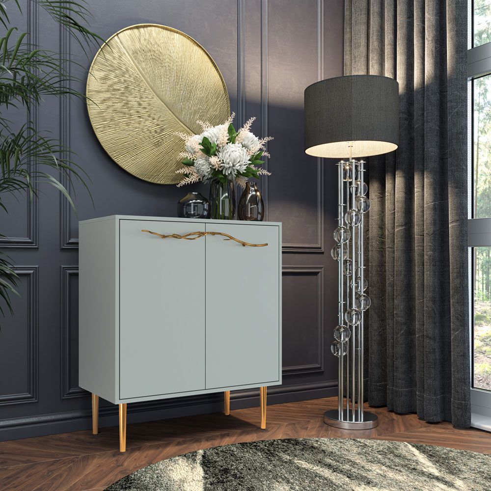 Комод Арт Колор matte Стайл Голд с 2 полками Серый дым матовый