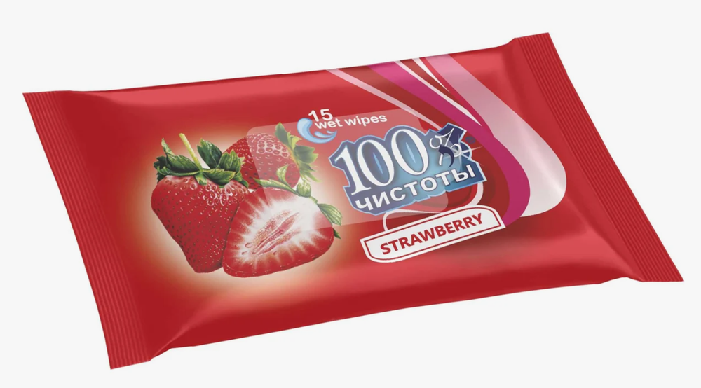 Салфетки влаж.15шт.100%чистоты клубника