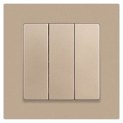 Выключатель Intro Accent 6-106-04 тройной, 10А-250В, IP20, СУ, AL/CU, шампань | Intro