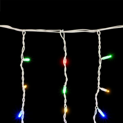 Светодиодная бахрома с колпачком 3,2*0,9 м., 168 разноцветных LED ламп, каучуковый белый провод, LTC (LL168-8-2M)