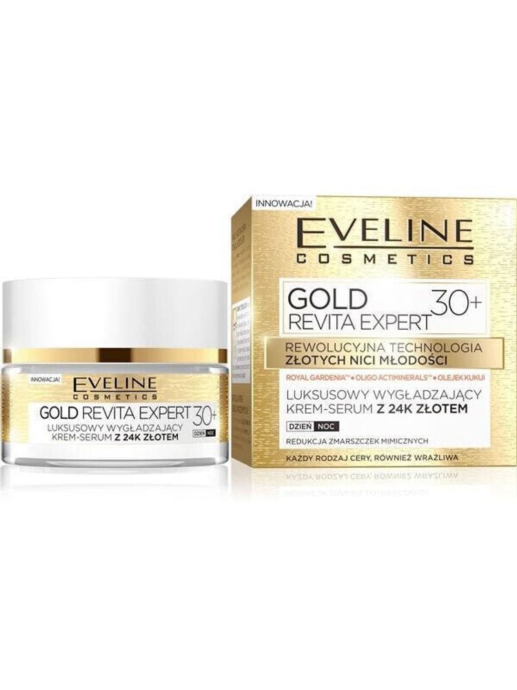Eveline Gold Revita Expert 30+ Krem-serum wygładzający na dzień i noc 50ml