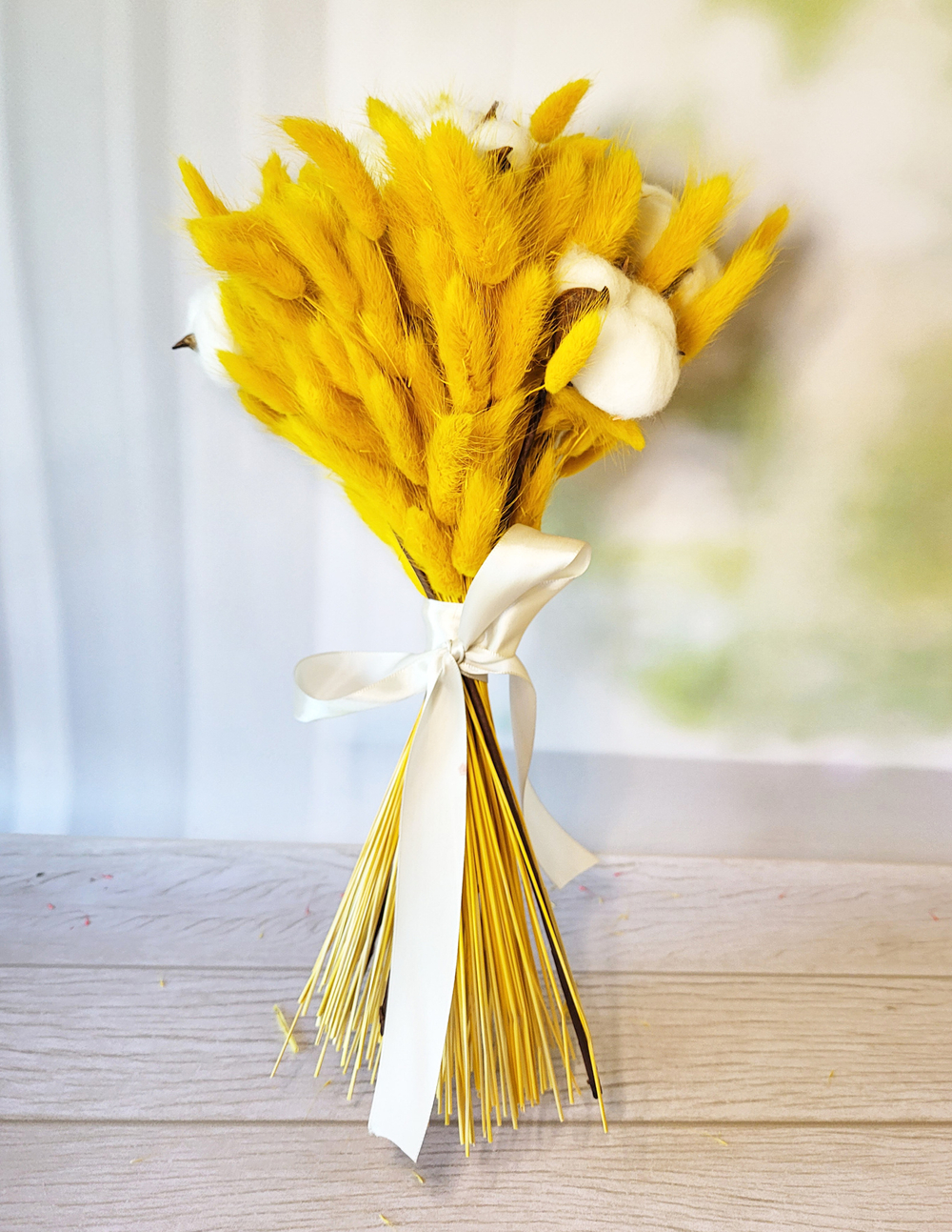 Букет сухоцветов из хлопка лагуруса желтого