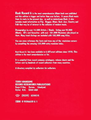 Rock Record 6: Album File - The Directory Of Rock Albums & Musicians / Terry Hounsome