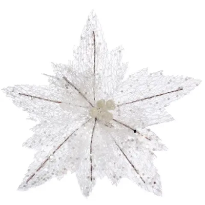 Украшение новогоднее «Пуансеттия - Царица ночи» 24 см, Белый