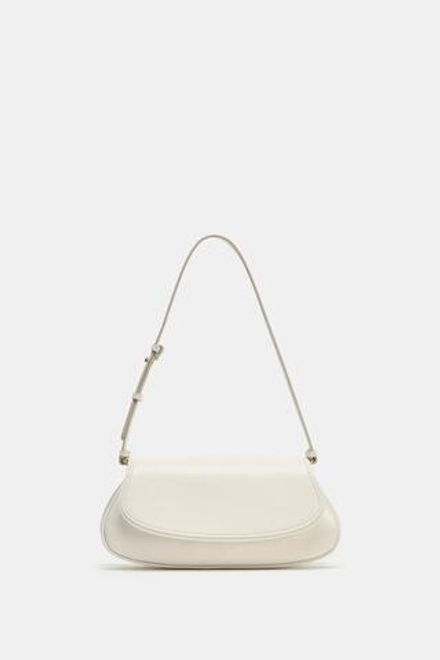 ZARA СУМКА ЧЕРЕЗ ПЛЕЧО С КЛАПАНОМ, ЭКРЮ