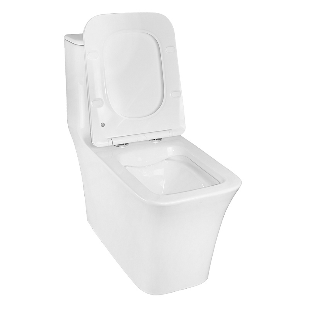 Унитаз-моноблок AZARIO STOUN 405х750х780 напольный, безободковый, в комплекте с сиденьем дюропласт микролифт, белый (AZ-1109)