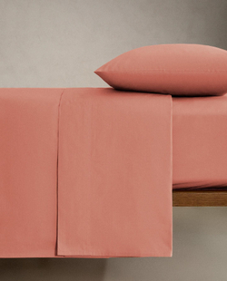 Zara Home - Простыня из хлопчатобумажной перкаль (плотность 200 нитей), коралловый, 160x280 см