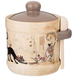 САХАРНИЦА С ЛОЖКОЙ AGNESS "ПАРИЖСКИЕ КОТЫ" 10*9,5 СМ 300 МЛ (КОР=36ШТ.)