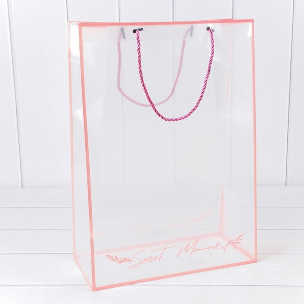 Пакет подарочный 32х45х15см Ваза для цветов "Sweet Moment" (Розовый)