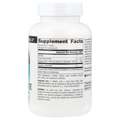 Source Naturals, D-глюкарат кальция, 120 таблеток (500 мг в 1 таблетке)