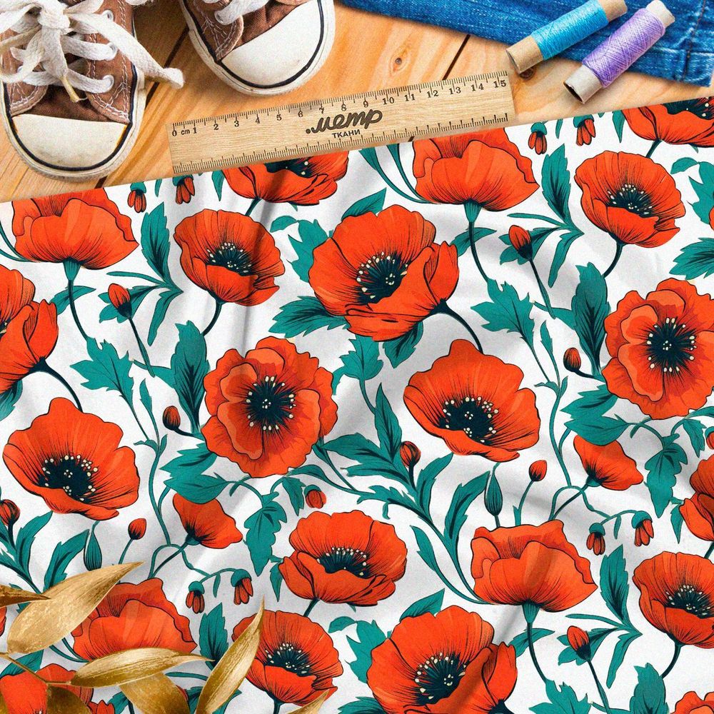 Ткань Ниагара Софт маковая фантазия