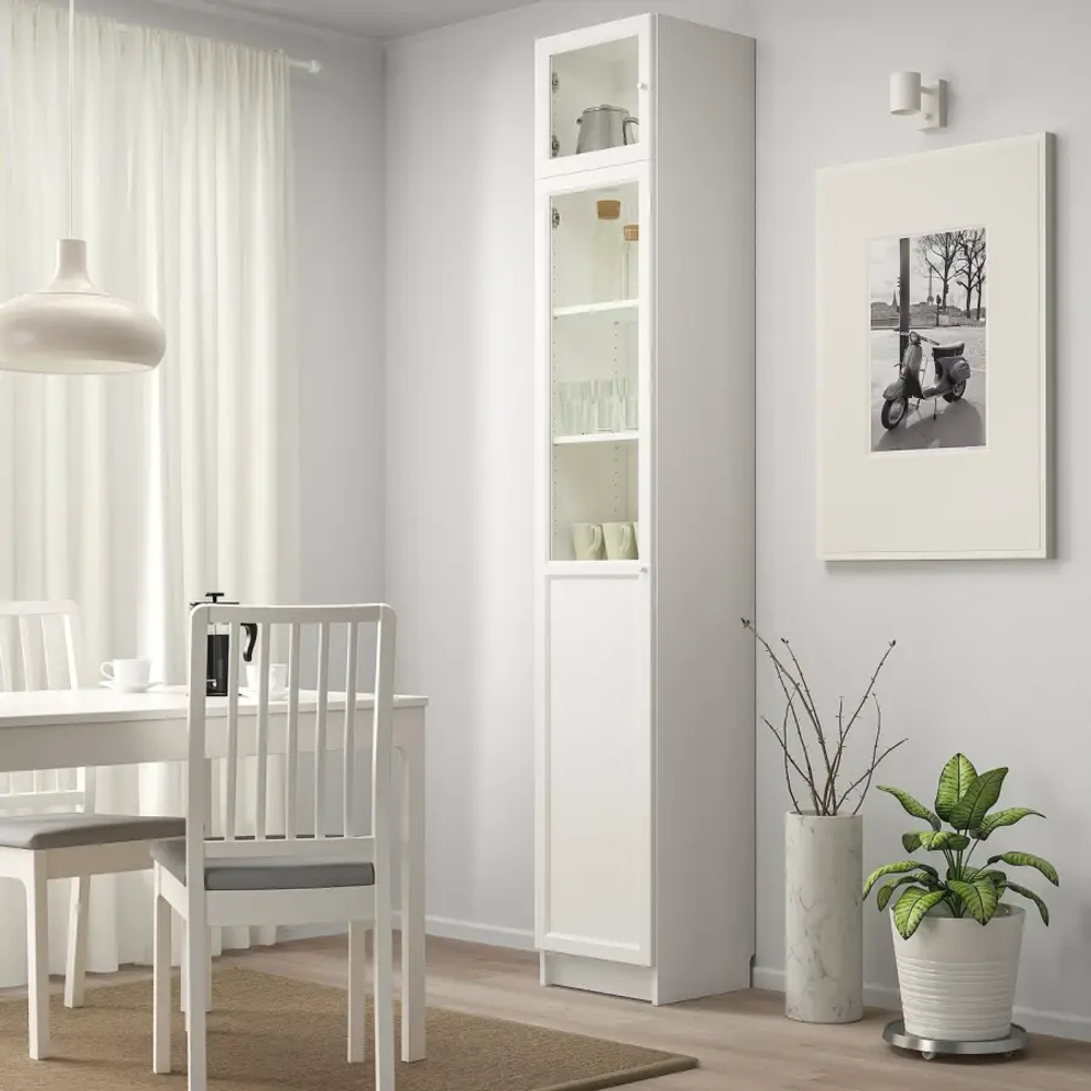 Стеллаж - IKEA BILLY, 40х42х237 см, белый/стекло, БИЛЛИ ИКЕА