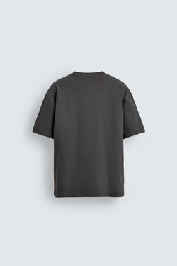 ZARA ФУТБОЛКА RELAXED FIT, ТЕМНЫЙ АНТРАЦИТ