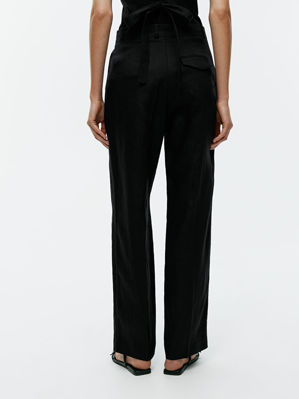 ARKET ЛЬНЯНЫЕ БРЮКИ, ЧЕРНЫЙ