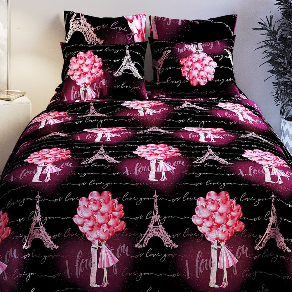 Комплект постельного белья "ВЛ. ЛЮБОВЬ В ПАРИЖЕ", бязь Премиум, 100% хлопок, Россия.
