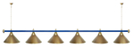 Лампа STARTBILLIARDS 6 пл. (плафоны зеленые,штанга зеленая,фурнитура золото)