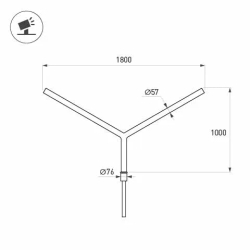 Кронштейн OXOR-SY2-1800x76-L1000 BLACK (Arlight, Сталь) 051654