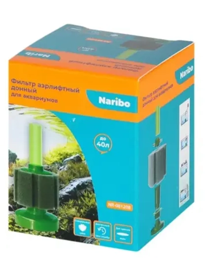 NARIBO Фильтр аэрлифтный донный XS (губка), до 40 л