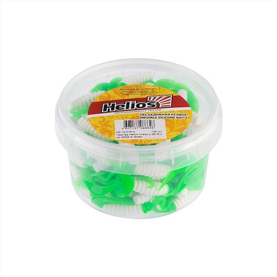 Твистер Helios Credo 2,35&quot;/6,0 см White &amp; Green 7шт. (HS-10-016)