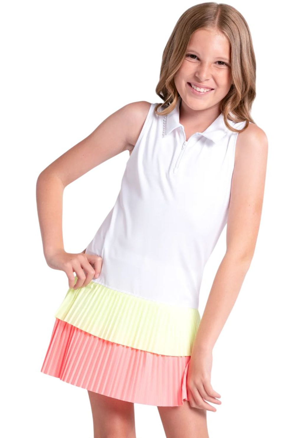 Теннисное платье Lucky in Love Match Pleated Polo - wihite