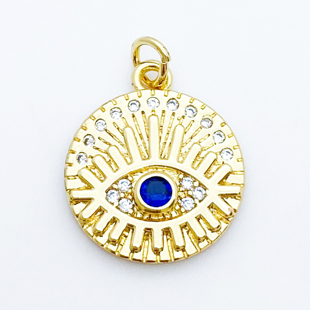 Подвеска Глаз, позолота, фианиты, размер 19*17 мм, цена за 1 шт