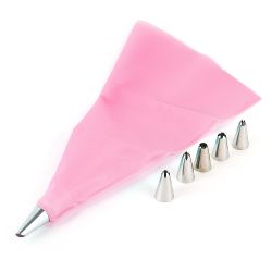 Набор кондитерский: 6 насадок и кондитерский мешок 12*12*22см.(3вида) (нержавеющая сталь)