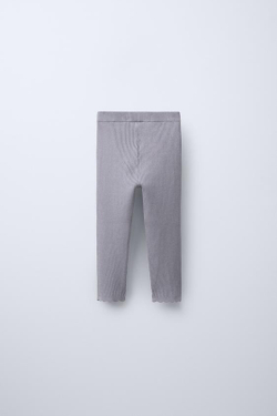 ZARA ЛЕГИНСЫ ИЗ ТРИКОТАЖА В РУБЧИК, СЕРО-СИНИЙ