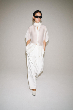 ZARA РУБАШКА С ШАРФОМ — ZW COLLECTION, БЕЛЫЙ