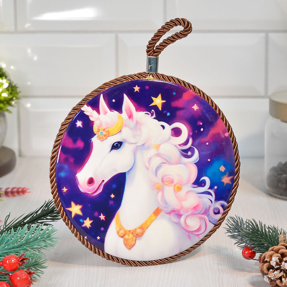 Подставка под горячее керамика-пробка 16см Символ года 2026 №11