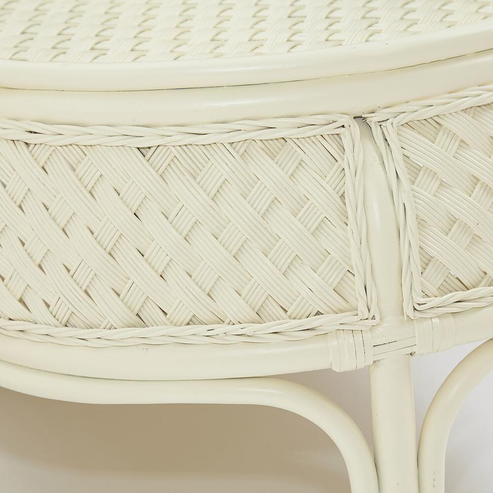 Комплект обеденный "ANDREA GRAND" (стол со стеклом+6 кресел+ подушки) TCH White (белый), Ткань рубчик, цвет кремовый