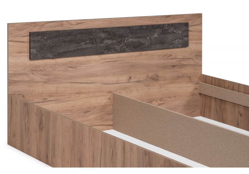 Двуспальная кровать Taika 160х200 дуб золотой / камень темный