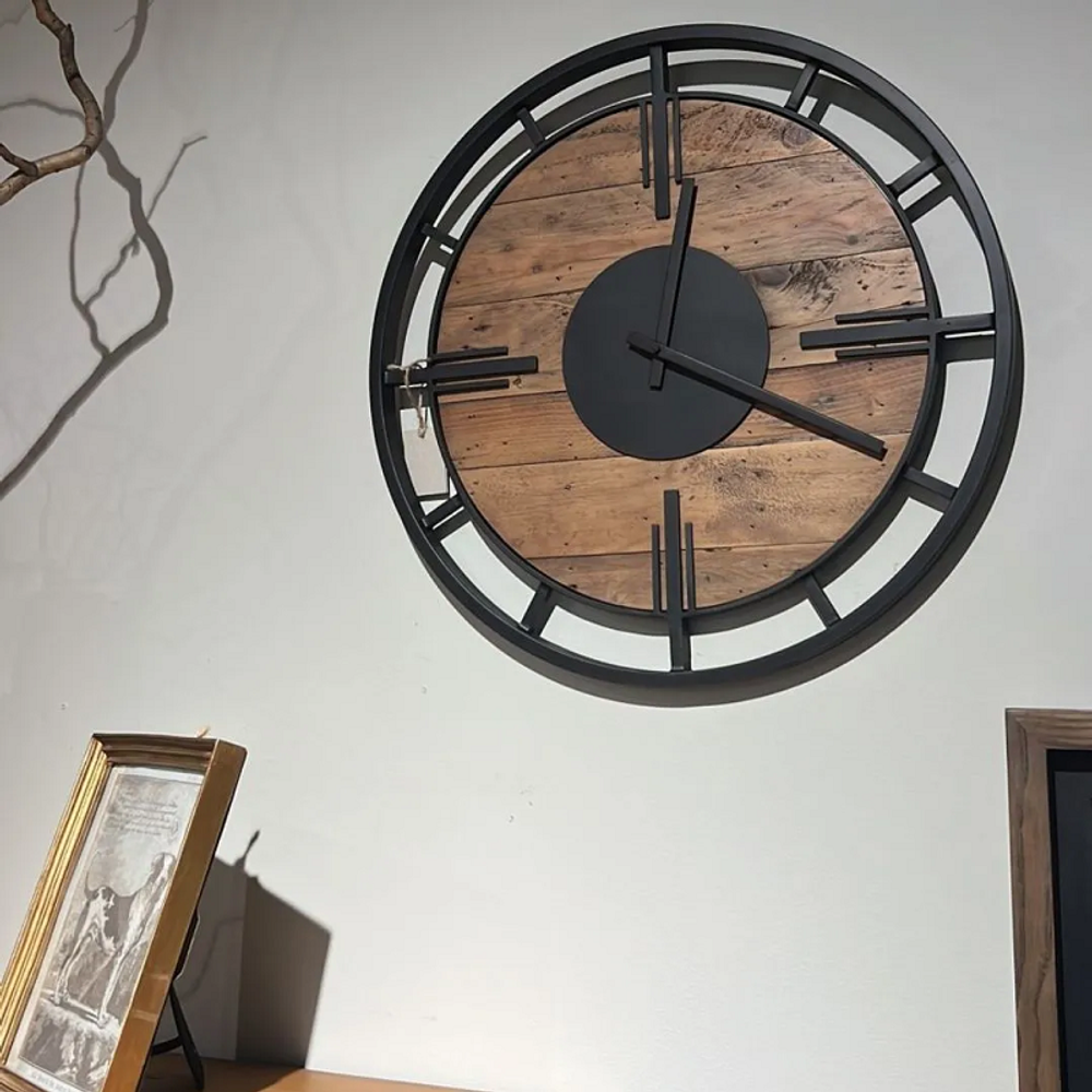 Часы настенные QAUU Ø 55см / 1xAA Металл,дерево