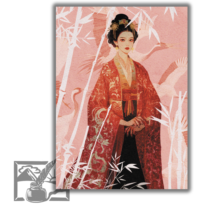 Открытка почтовая. Дарья Грушина. Девушка и журавли