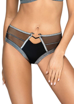 Трусики-бразилиана Halley с серебристой отделкой (Размер: XXL) (Цвет: черный)