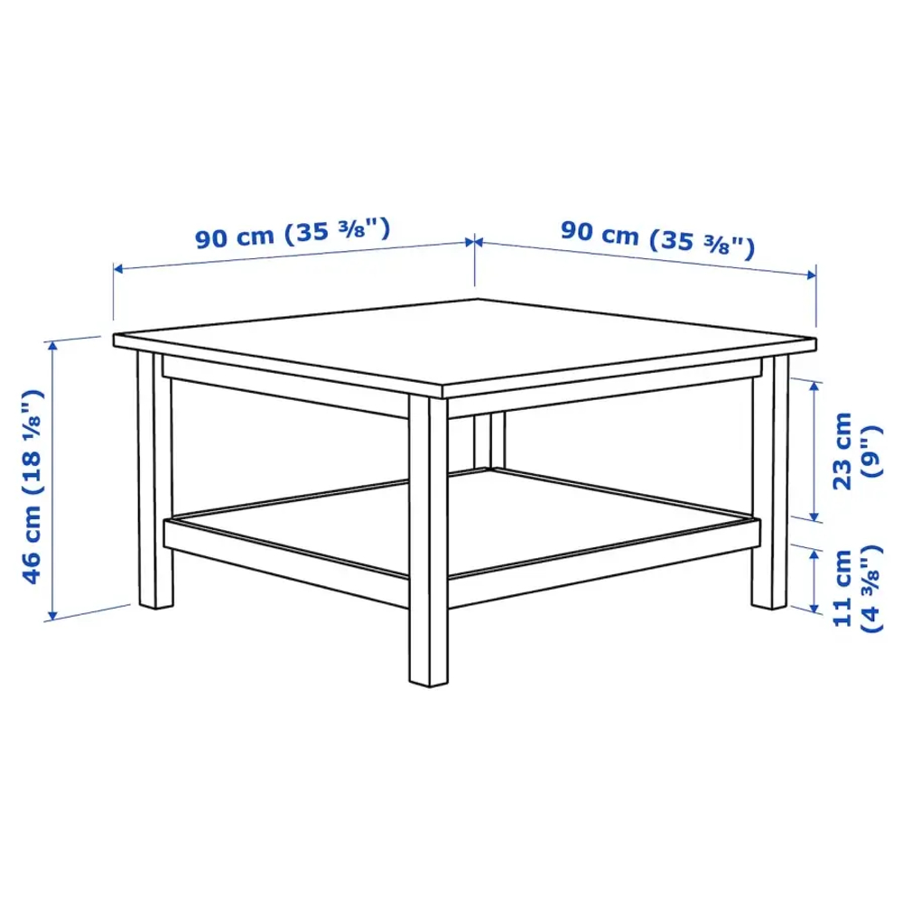 Журнальный стол - HEMNES IKEA/ ХЕМНЕС ИКЕА, 90х90х46 см, черный