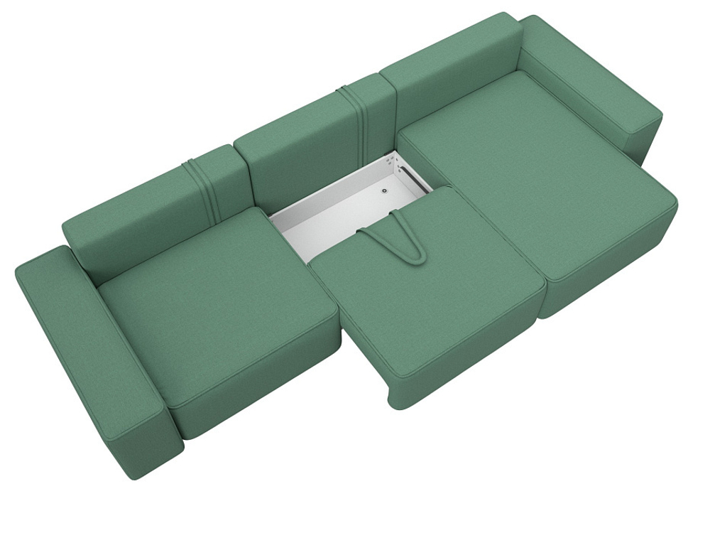 Диван угловой Лига-074 угол универсальный РОГОЖКА Амур 11 зеленый