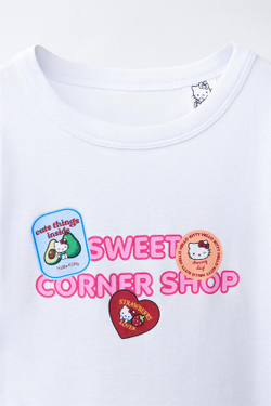 ZARA ФУТБОЛКА СТИКЕРЫ HELLO KITTY ©, БЕЛЫЙ