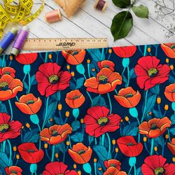Ткань премиум бифлекс ночное поле маков
