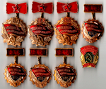 Набор из 8 знаков "Победитель Соцсоревнования " СССР 1973, 1974, 1975, 1976, 1977, 1979, 1980 гг. и Отличник РСФСР
