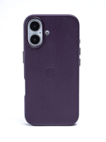 Кожаный чехол Leather Case iPhone 16 Dark Cherry Темно-Фиолетовый