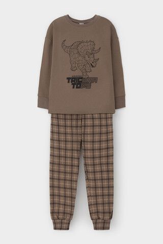 пижама  для мальчика  К 1567/сосновая кора,праздничная клетка